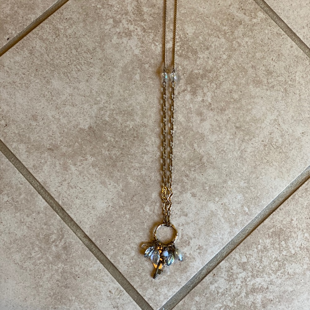 Long gold charm recycled necklace - Picture 6 of 10